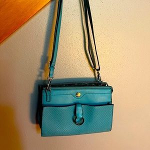 Lodis aqua leather crossbody